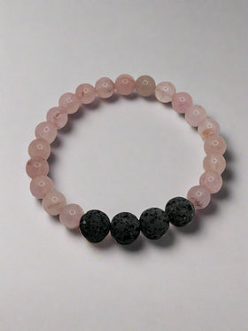 Handcrafted Rose Quartz Diffuser Bracelet for Aromatherapy & Healing